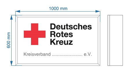 Wandtransparent einseitig leuchtend  1.000 x 600 x 174 mm