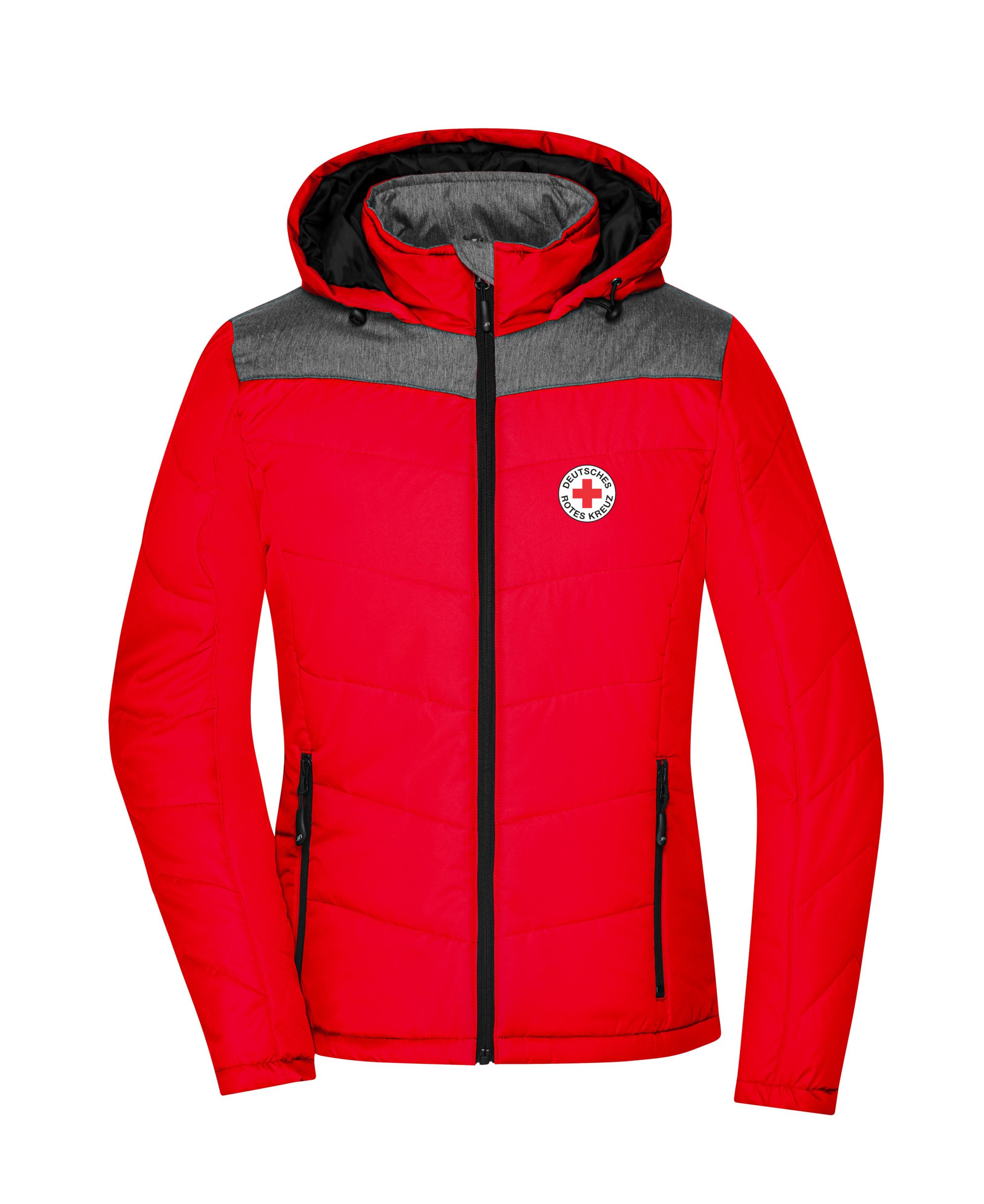 Winterjacke Damen und Herren mit Kapuze und DRK Webemblem